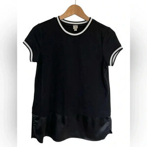Tristan Black Crew Neck  Cuffed Sleeve T-Shirt